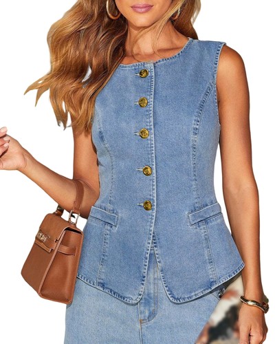 Damen ärmellose button down - Ärmellose, button-down