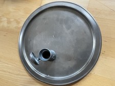 Antik Zinn Platte Teller  Servierteller rund  + kl. Henkel Vase Tablett D=30 cm