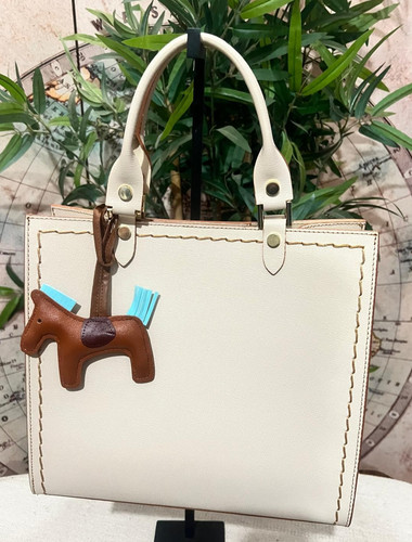 Tasche eckig echtleder - eckig, beige
