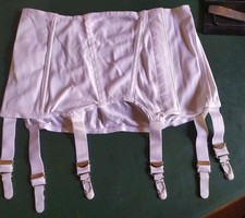 Satin  Straps, Strumpfhalter,Hüfthalter  weiss, 6  Halter