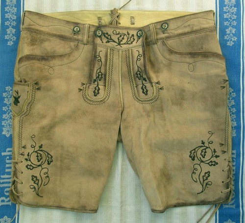 Bestickte braune lederhose - bestickte,