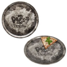 2x Perfetto Pizzateller Schwarz Ø 31,5 cm 2 Personen Porzellan Servier-Platte
