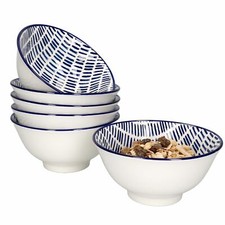 6er Set Jail Bowl-Schalen 500ml blau-weiß Müsli Salat Dessert Schüssel