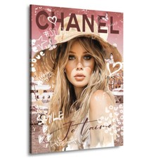 Leinwand-Bild Brigitte Chanel Pop Art Wandbild Wohnzimmer Bilder Wand Deko