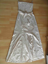 ZERO langes Satin-Corsagenkleid m. Schleife Pailetten beige Gr. 36 TOP (KSA 314)