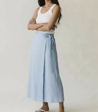 Rock leinen blau hellblau neu - leinen,