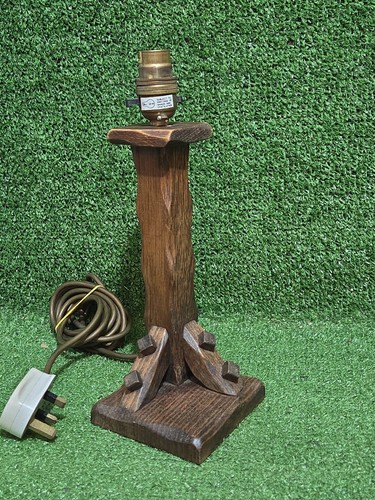Vintage eichenholz tischlampe - vintage,