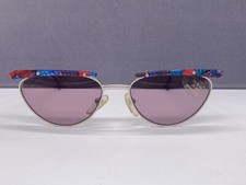 Eschenbach Sonnenbrille Damen oval silber bunt Korallen Riff 1990er Germany