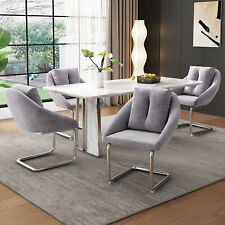 Freischwinger Stuhl 4 St Schwingstuhl Küchenstuhl Metallgestell verchromt Grau
