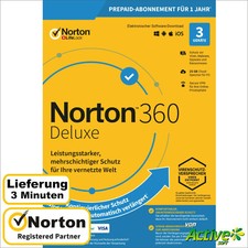NORTON 360 Deluxe 2025 3 Geräte |PC,Mac,Android,iOS| Internet Security DE-Lizenz