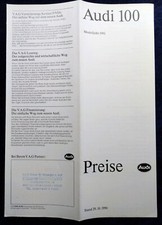 AUDI 100 Typ 44 ,  Preisliste Stand: 10.1990 Modelle: 100 2.0E, 2.3E,  Quattro