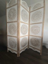 Paravent Raumteiler Sichtschutzwand 3-teilig Faltbar Weiß & Braun