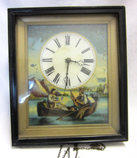 UHR - Wanduhr - Bilderuhr - BÖHMEN um 1860 - Gemalt - Uhrwerk Messing & Holz