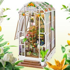 DIY Book Nook Kit 3D Holzpuzzles Booknook Bücherregal Miniaturhaus Geschenk LED