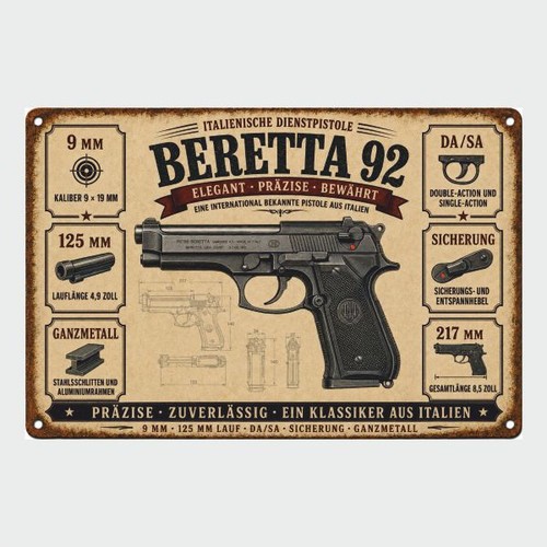 Blechschild beretta pistole - blechschild,