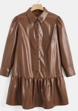 PU Blusenkleid Bluse Gr. 0XL 42 Leder leichter lack glanz