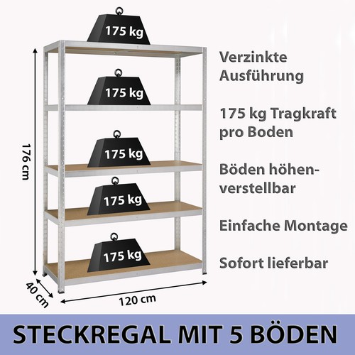 Schwerlastregal 176x120x40cm