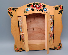 Schlüsselkasten Holz Bauernmalerei handbemalt ca. 33x34cm 9 Haken Vintage