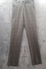 Mabitex Herren Wollhose 46 Natural Stretch Braun Karo Business Hose Elegant Slim