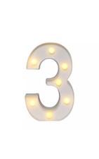 Zahl "3" LED Deko Lampe Schriftzug Schild beleuchtet Alphabet 16cm Weiß 