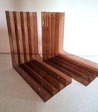 2 Stück Vinyl Ständer 80er Jahre – LP Winkel Halter braun durchsichtig Retro