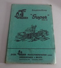 Teilekatalog / Ersatzteilliste Claas Super Strohpresse Stand 1948 - 1954