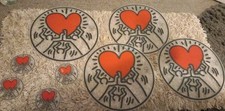Keith Haring. 4 runde Tischsets Platzsets mit 4 passenden Glasuntersetzer. RAR