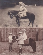 2 Ansichtskarten 1911 / 1915 Söhne des Kronprinzenpaares Preussen Pferde