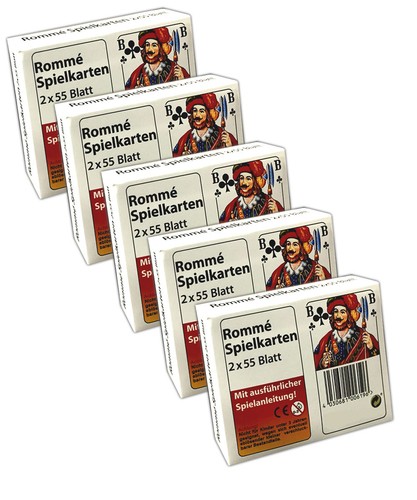 Rommé spielkarten 55 - 5x,