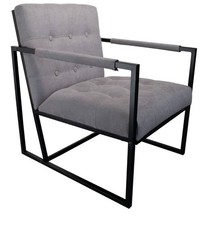 SVITA Jones Cocktail-Sessel, Sessel gepolstert, Stahlrahmen, Stoff, hellgrau