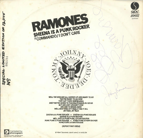 The ramones signed sheena - ramones,