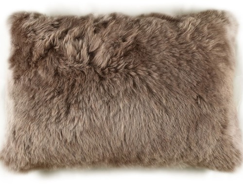 Lammfell kissenbezug taupe - kissenbezug,