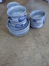 Steinzeug Keramik Suppenschüssel mit Unterteller