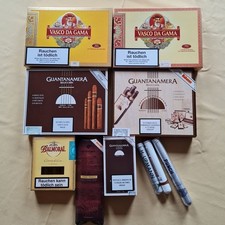 Konvolut von 7 Zigarrenkisten und 3Tuben, leer zum Sammeln, Basteln, Aufbewahren