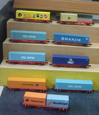 Piko HO 9-teil. Set  Containertragwagen DB ohne Kartons  "Gebraucht"(056)