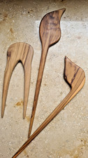 3 St. Exclusive Haarnadel Haargabel Oliven-Holz Edel Wood Hairpin Handarbeit 