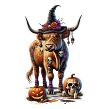 3x Halloween Highland cow car