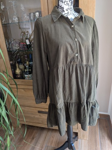 Kleid zara grün cord - kleid, l