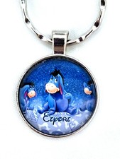 Winnie Pooh Eeyore I-Aah Esel Schlüsselanhänger Herz blau Metall NEU