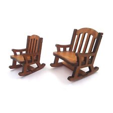 Miniatur Vintage Sessel Maßstab 1:12 Puppenhaus Braun Schaukelstuhl Möbel