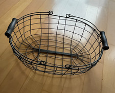 Drahtkorb grau mit Henkel  37 x 29 x 10/ 12 cm Metall Landhaus neuwertig Deko