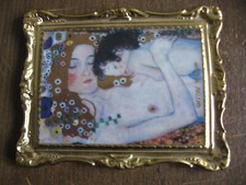 ARTIS ORBIS, Miniatur Porzellanbild 4 x 7 cm, Gustav Klimt "Die 3 Lebensalter ..