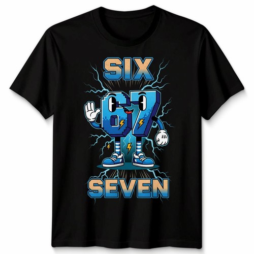 Six seven retro cartoon - seven,