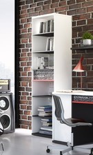 Bücherregal Standregal Regal 55cm weiß graphit rot mit Schrift Print 77573621