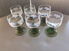 6 x  Weinrömer - Weinglas - Weinlaub - grüner Stiel - 100 ml