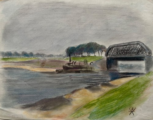 Pastell flusslandschaft - pastell,