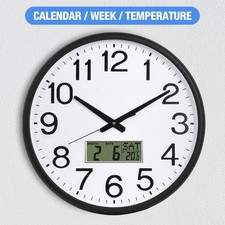 Badezimmeruhr Analog Wanduhr Bad Saugnäpfe ohne Ticken mit Thermometer Kalender 