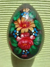 Ei Holz schwarz lackiert Blumendeko tadelloser Zustand alt