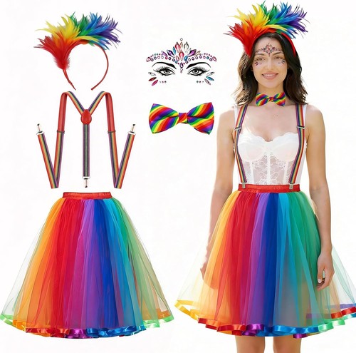 Regenbogen kostüm damen - regenbogen,