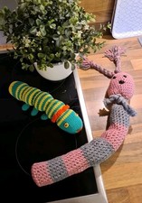 Süße BABY-RASSEL gehäkelt Amigurumi Handarbeit Hase / Raupe, KUSCHELTIER Kinder 